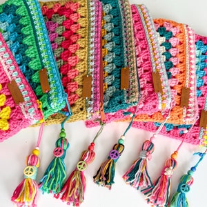 Hippie crochet bag Cosmetics, pens, crochet hooks and much more, in boho style READY TO SHIP image 1