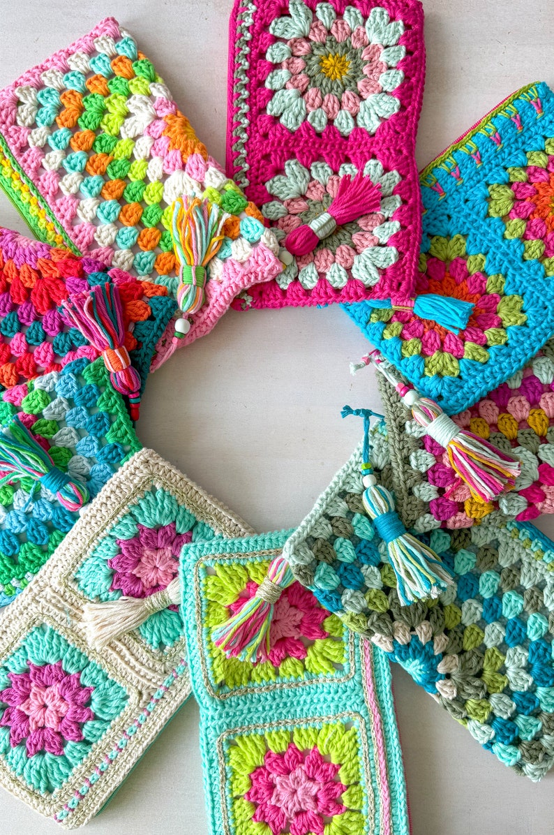 Hippie crochet bag Cosmetics, pens, crochet hooks and much more, in boho style READY TO SHIP image 10