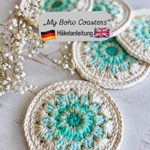 HAAKPATROON &quot;Mijn Boho Onderzetters&quot; in Ibiza-Mediterrane stijl, PDF - Duits/Engels