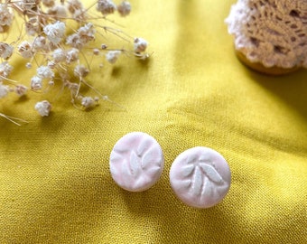 Pink Boho ceramic earrings, nickel-free