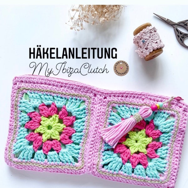 HÄKELANLEITUNG  „ MyIbizaclutch“ Häkelclutch im Bohostyle, Ibiza Style, Häkeltutorial Häkeltasche -DEUTSCH