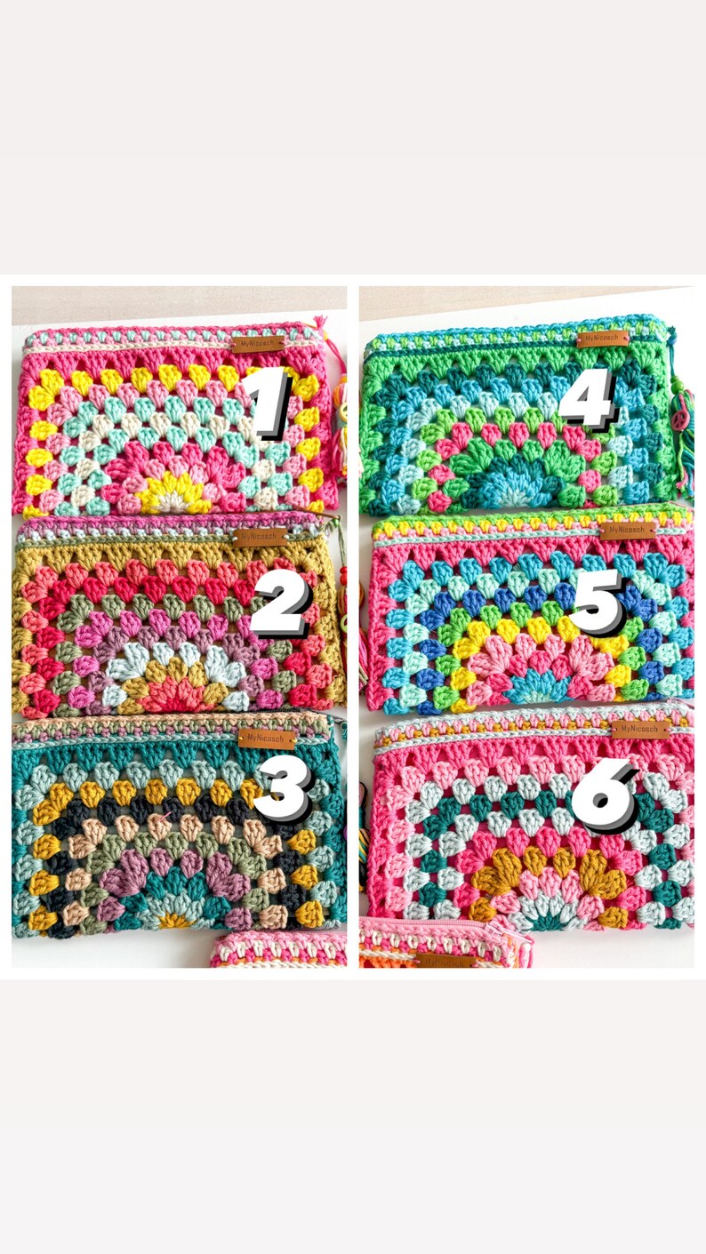 Hippie crochet pouch! Perfect for cosmetics, pens, crochet hooks and much more, in boho style! READY TO SHIP! image 3