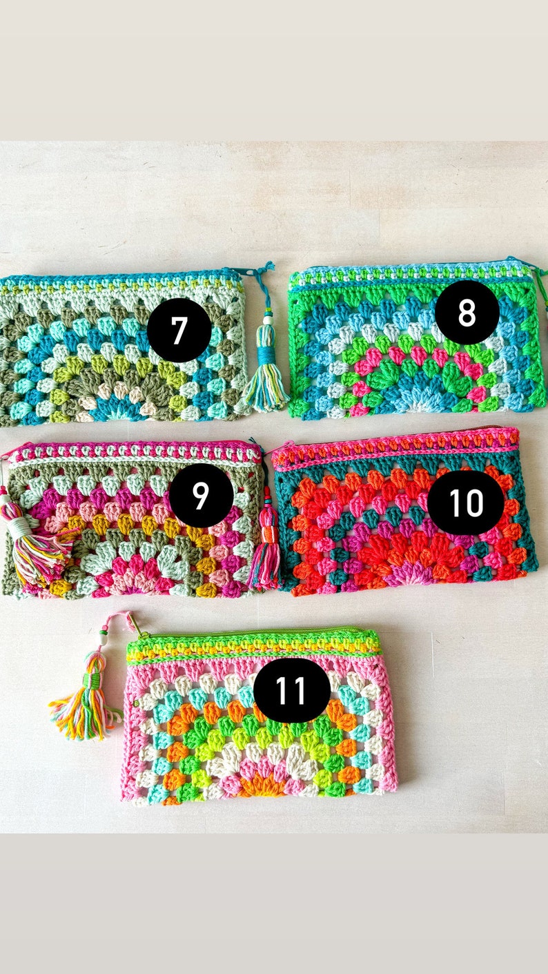 Hippie crochet pouch! Perfect for cosmetics, pens, crochet hooks and much more, in boho style! READY TO SHIP! image 4