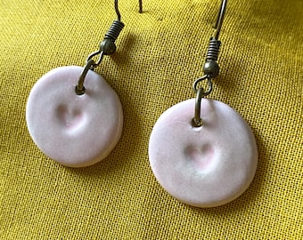 Pink ceramic earrings, nickel-free