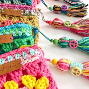 Hippie crochet pouch! Perfect for cosmetics, pens, crochet hooks and much more, in boho style! READY TO SHIP! image 8
