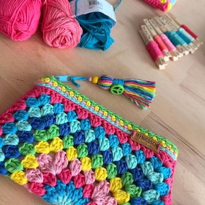 Hippie crochet pouch! Perfect for cosmetics, pens, crochet hooks and much more, in boho style! READY TO SHIP! image 11