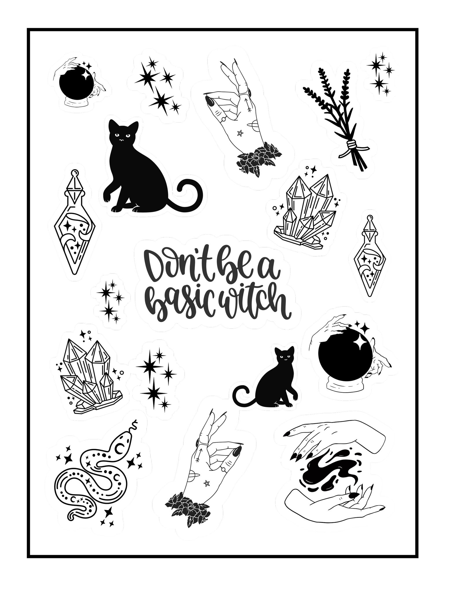 Witch Themed Stickers Planner Stickers Mystical Stickers - Etsy.de
