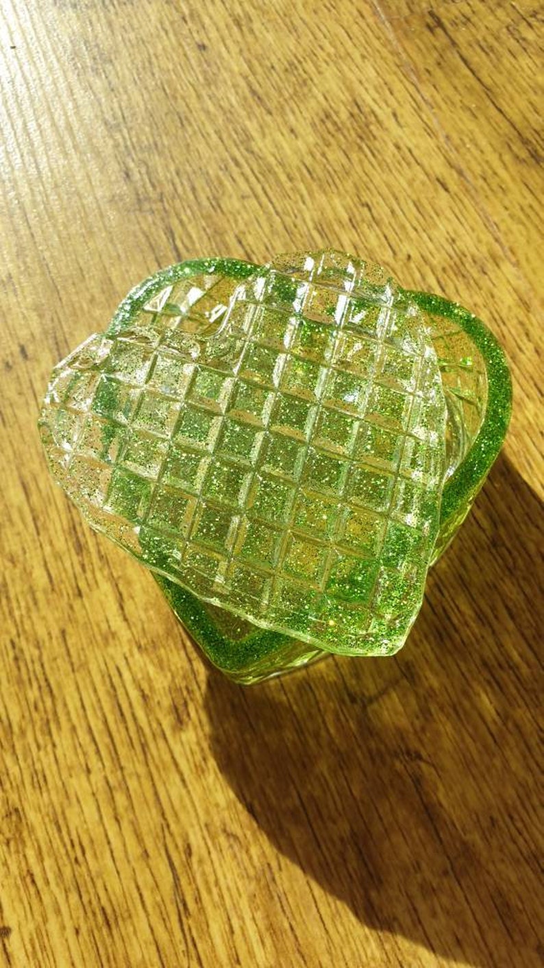 Heart Shaped Jewellery Trinket Ring box Green