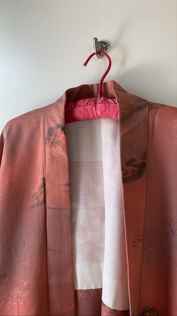 Coral pink satin gorgeous short sleeves Japanese … - image 5