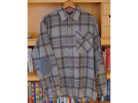 Rare 70's vintage GAP wool mixed grey check butto… - image 1