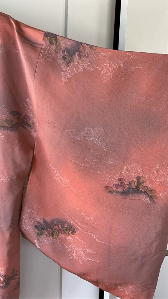 Coral pink satin gorgeous short sleeves Japanese … - image 8