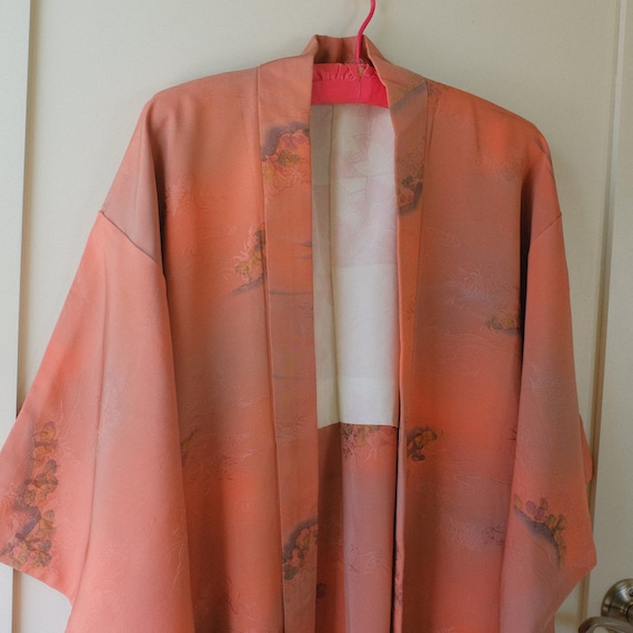 Coral pink satin gorgeous short sleeves Japanese a