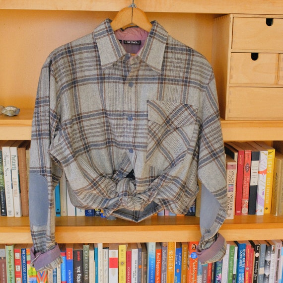 Rare 70's vintage GAP wool mixed grey check butto… - image 3