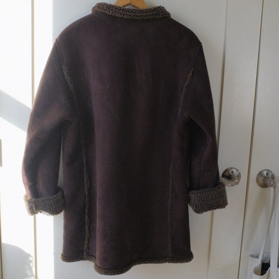 90s Vintage LL bean oversized faux sheering coat … - image 7