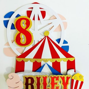 Circus, Carnival Cake Topper, Ferris Wheel Topper, Birthday Topper