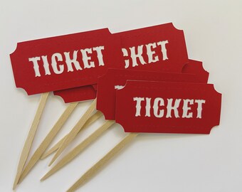 Carnival Cupcake Toppers, Carnival Tickets, Amusement Park Ticket Topper, Circus Cupcake Topper