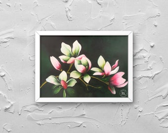 Original Magnolia Watercolour| Floral Watercolour Print | Original Flower Painting | Original Flower Watercolour | Floral Wall Art Print |