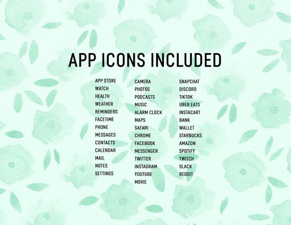 Mint Ios 14 Iphone App Icons Etsy