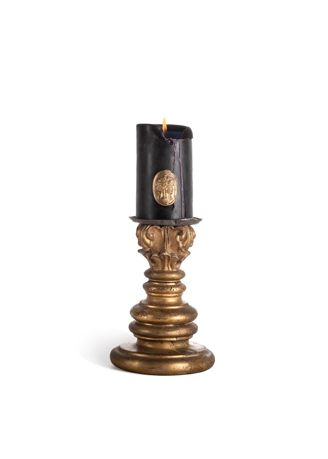 Late 19th Century Italian Neoclassical Giltwood Candle Holder With ...