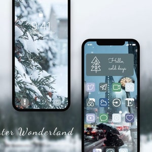 iOS 14 iPhone aesthetic WINTER WONDERLAND | Apple Home Screen Icons | iPhone Widgets | iPhone Wallpaper | App Icons