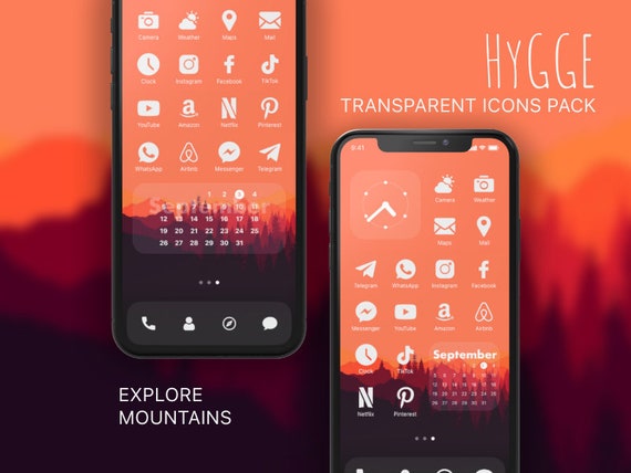 Ios 14 Iphone Transparent Effect Explore Theme Mountains Etsy