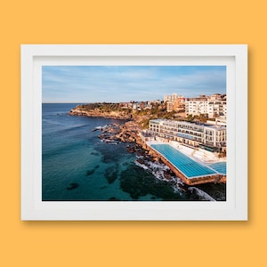 Bondi Icebergs Aerial Coastline Print | Sydney Wall Art, Ocean Pool Photography, Coastal Landscape, Aerial Australia Print, Unframed