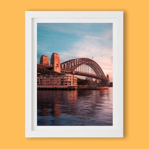 Sydney Harbour Bridge-zonsopgangprint | Australische muurkunst, Park Hyatt Sydney, stadsfotografie, ingelijste kunstafdruk