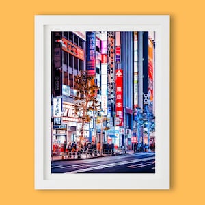 Shinjuku Night Lights Print | Tokyo Wall Art, Japanese City Photography, Neon Street Print, Urban Travel Decor, Unframed Art Print