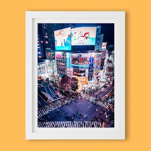 Shibuya Crossing Print | Tokyo Japan Wall Art, Neon Night Photography, Cityscape Urban Decor, Unframed Art Print
