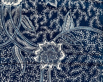 Indigo Batik dibujado a mano, teñido a mano, tinte natural, Batik indonesio Tulis