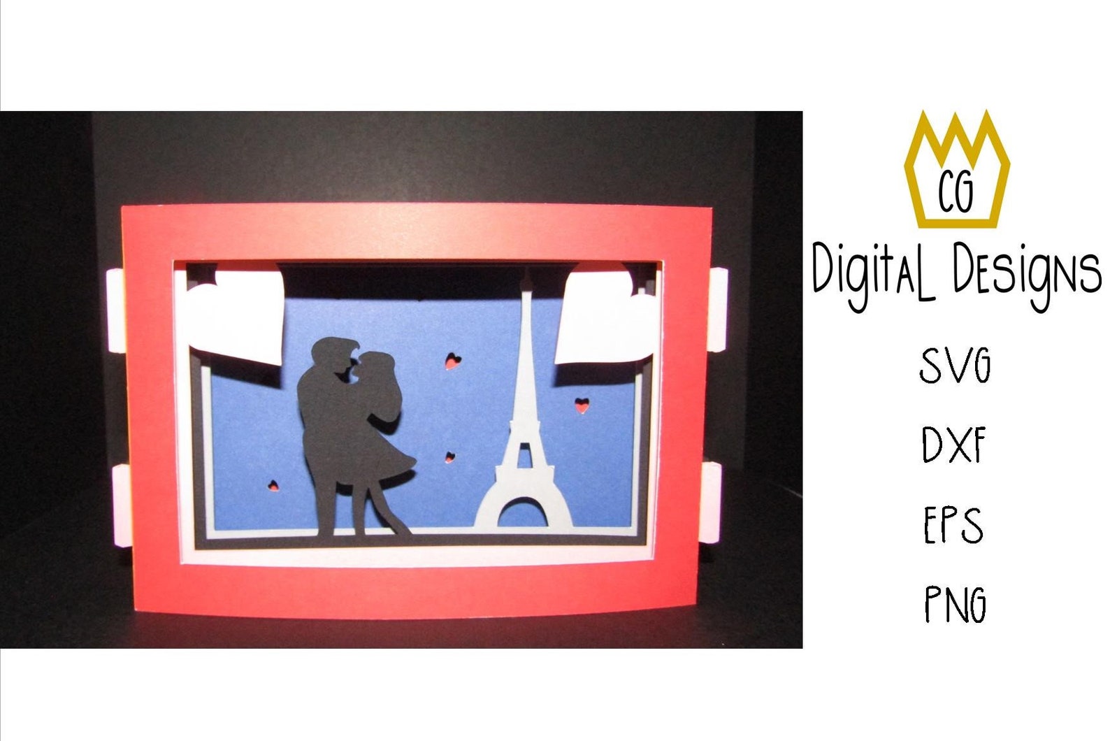 Download 3D Paris Silhouette Valentine Card SVG EPS DXF Digital | Etsy