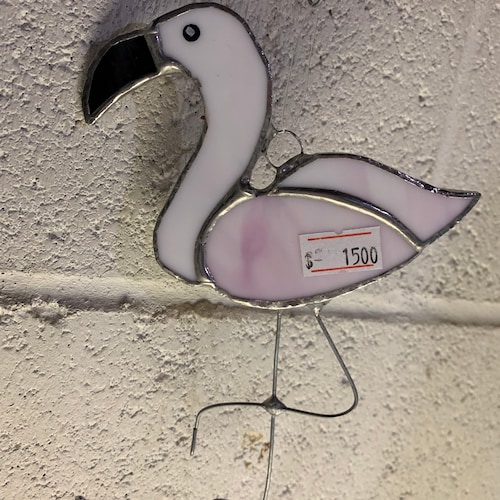 Flamant rose en vitrail