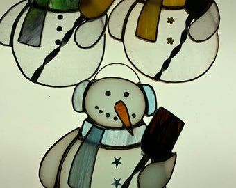 Stained glass snowman