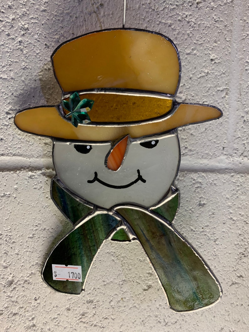 Stained Glass Snowman With Tophat - Etsy