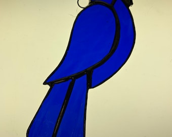 Stained glass blue jay