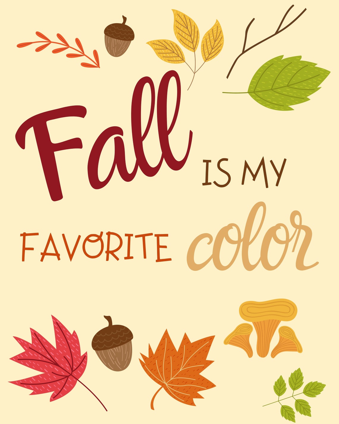 Fall is my favorite color printable wall art home office | Etsy