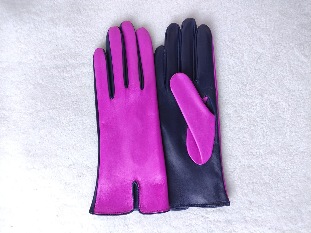Pink Leather Gloves Handmade Ladies Gloves Gloves for Driving Genuine