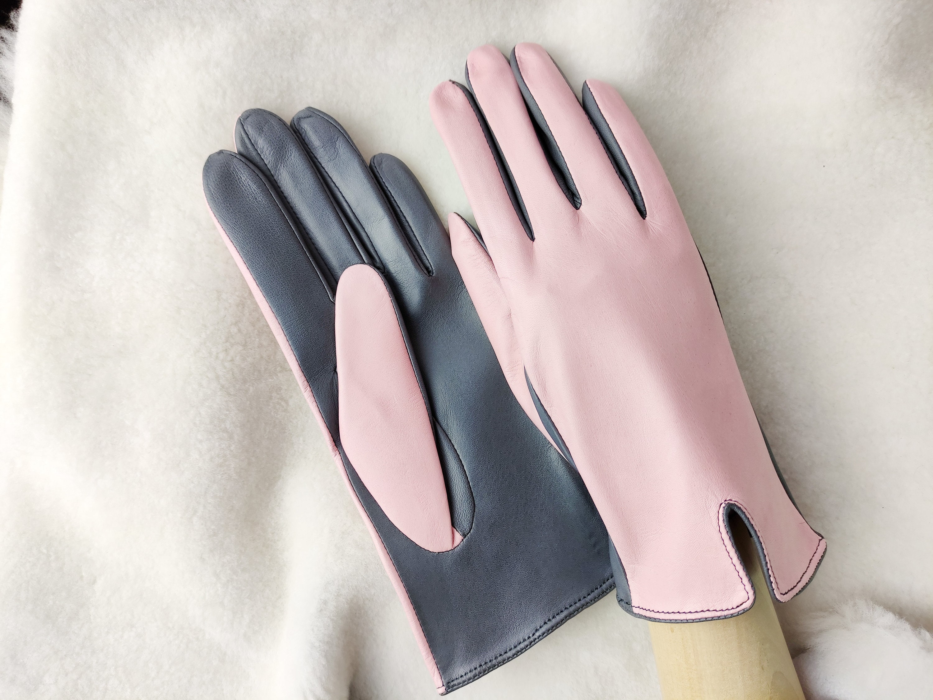 Pink leather gloves Handmade Ladies Gloves Gloves for Driving Etsy