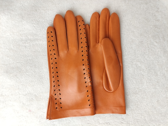 Ladies dark sale green leather gloves