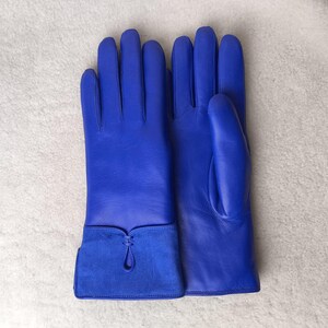 Handmade Sheep Fur-Lined Leather Gloves, Warm Winter Gloves Royal