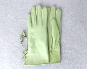 Cashmere / silk lined leather gloves Handmade Ladies Gloves Gloves for Driving Genuine  leather gloves Best gift Lime