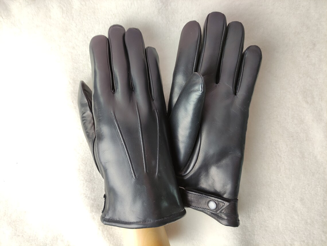 Black Furlined Men's Leather Gloves Handmade Men Gloves Etsy