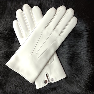 Cashmere / silk lined leather gloves Handmade mens Gloves for Driving Cherry White Cognac light Blue Dark blue Taupe Eggplant Black