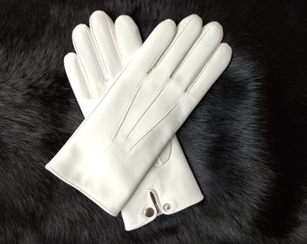 Gants en cuir doublés de cachemire/soie Gants de conduite pour hommes faits main Cerise Blanc Cognac Bleu clair Bleu foncé Taupe Aubergine Noir