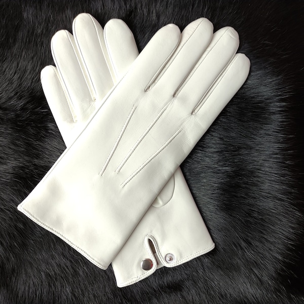 Gants en cuir doublés de cachemire/soie Gants de conduite pour hommes faits main Cerise Blanc Cognac Bleu clair Bleu foncé Taupe Aubergine Noir