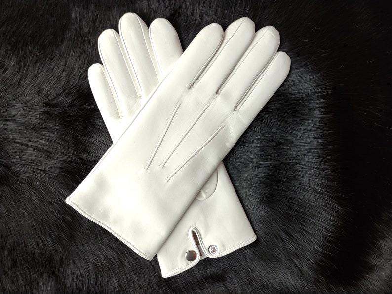 Cashmere / silk lined leather gloves Handmade mens Gloves for Driving Cherry White Cognac light Blue Dark blue Taupe Eggplant Black image 1