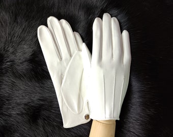 Unlined leather gloves Handmade Ladies Gloves Gloves for Driving Best gift for lady White Yellow Grey Cherry Alpaca Pink Cognac Purple