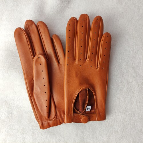 ladies khaki leather gloves