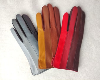 Cashmere / silk lined leather gloves Handmade Ladies Gloves Gloves for Driving Gift Black Rotten cherry Cognac