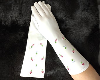 Titanic Rosa Guantes Blancos Guantes largos de fibra elástica de 35 cm Guantes de mujer hechos a mano El mejor regalo para dama